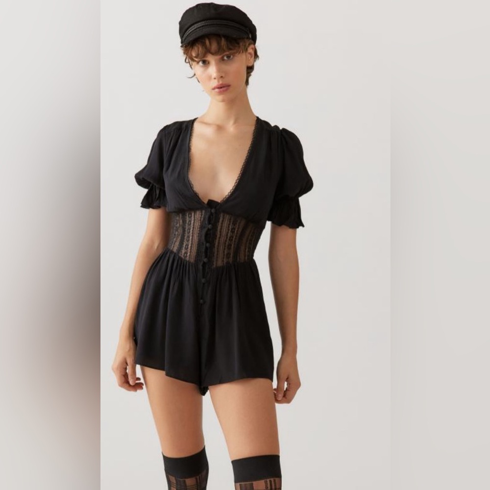 Urban Outfitters Good Evening Lace Romper L
